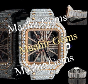Reloj Mecánico de Acero Inoxidable con Moissanita VVS para Hombre, Estilo Hip Hop, Cristal Cuadrado, Resistente al Agua 10 Bar, Cierre de Pulsera, 100% Aprobado - Product Image 1
