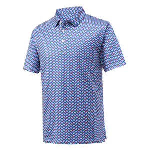 Polo de Golf para Hombre de Manga Corta Antiarrugas con Diseño de Parche de Media Luna y Abertura, Estampado por Sublimación, Ajustado - Product Image 1