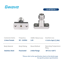 Conector PCB Vertical Hembra Sin Soldadura Gwave de 1.0 mm, Brida de 2 Orificios, DC a 110 GHz