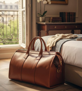 Brown Genuine Leather <b>Weekender</b> Travel Duffle <b>Bag</b> Waterproof Zipper Overnight <b>Luggage</b> for Travel - Product Image 4