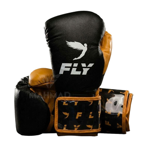 Gants de boxe en cuir pour entraînement, fermeture réglable, respirants, pour adultes, noir et pêche, marque privée, logo personnalisé - Product Image 2