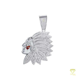 Collar de Plata 925 con Colgante de Cabeza de Jefe con Incrustaciones de Diamantes Moissanite, Estilo Urbano - Product Image 6