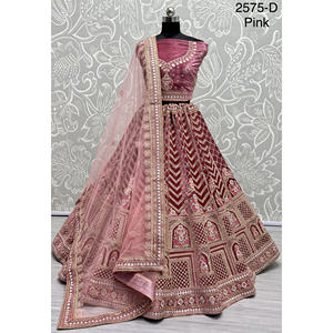 Collections de velours de vêtements de mariée indiens pour la mariée avec le travail de Zarkhan par Fabzone - Product Image 3
