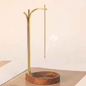 Minimalist Wooden Incense <b>Holder</b> with Brass Bracket Modern Round Design Incense Stick <b>Holder</b> Spa Incense <b>Holders</b> - Product Image 3