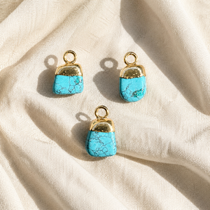Handmade Turquoise Pendant | Blue Gemstone <b>Charm</b> | Jewelry Making Supply - Product Image 1