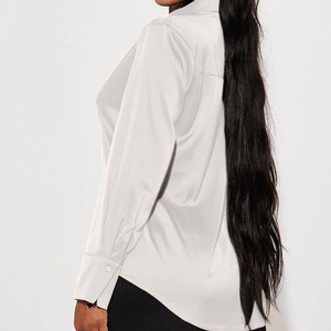 Camisa de Satén Blanca Personalizada 2026 para Mujer, Estilo Sirena, Manga Larga, Cuello Camisero, Blusa de Oficina para Uso Casual, Camisas Lisas - Product Image 2