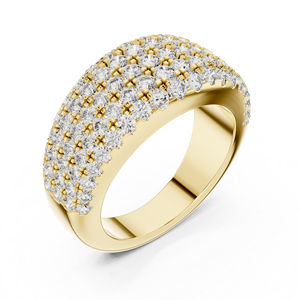 Anillo de Diamantes de Corte Redondo Cultivados en Laboratorio de Lujo, Engastado en Oro Amarillo de 18 Quilates, Media Banda, para Compromiso, Fiesta, Boda, Uso Diario y de Oficina - Product Image 1