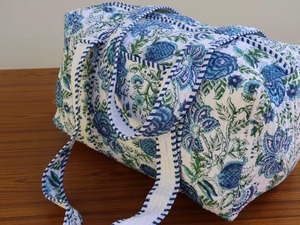 Sac de voyage matelassé à imprimé floral, fermeture éclair, grande capacité, style décontracté, tissu en coton, portable - Product Image 4
