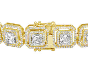 Bracelet Tennis Hip Hop Iced Jewelz entièrement pavé, largeur 20mm, Moissanite taille princesse VVS, plaqué or, argent sterling 925, IGI - Product Image 1