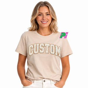 Camiseta de Mujer con Bordado Personalizado, Letras Griegas en Tela de Sarga, 100% Algodón, Tejido Suave con Bordado Personalizado - Product Image 4
