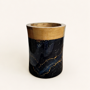 Modern Luxury <b>Black</b> Marble Texture Wooden <b>Flower</b> <b>Vase</b> Gold Rim Finish Handcrafted Eco-friendly Wedding Decorative Tabletop <b>Vase</b> - Product Image 1