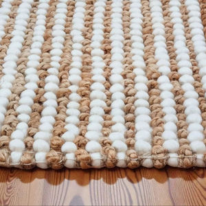 Alfombra Artesanal de Lana y Yute, Alfombra Boho a Rayas Naturales, Ecológica, Rústica, para Sala de Estar, Dormitorio, Decoración del Hogar - Product Image 4