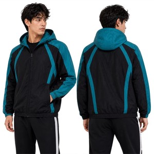 Veste coupe-vent à capuche personnalisée en blocs de couleurs, légère, en nylon, style streetwear, fermeture éclair, pour hommes, vêtements de sport d'extérieur, vente en gros OEM - Product Image 1
