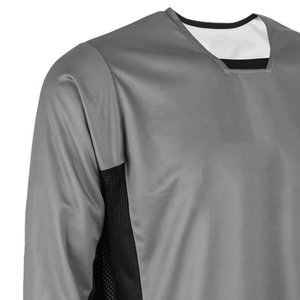 Maillot de cyclisme gris à manches longues pour homme, séchage rapide, avec empiècements en mesh noir, pour toutes les saisons, vêtements de course moto - Product Image 6