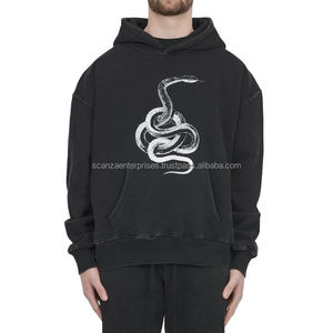 Sudadera con capucha de algodón 100% Unisex, estampado Vintage lavado a la piedra, bordado térmico de gran tamaño para hombres y mujeres de invierno - Product Image 3