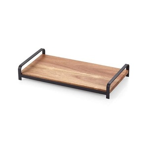 Home And Restaurant <b>Serving</b> Breakfast <b>Tray</b> With <b>Black</b> Iron Handles Tableware Decorative <b>Tray</b> At Reasonable Prices - Product Image 1