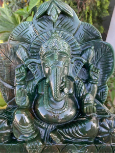 Estatua de Ganesha de Jade Verde Natural Tallada a Mano, Ídolo del Dios Hindú, Decoración Espiritual para el Hogar, Regalo para Altar de Meditación, Proveedor Mayorista - Product Image 2