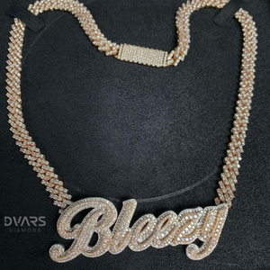 Colgante Personalizado de Plata de Ley 925 con Letra Inicial VVS Moissanite, Colgante de Lujo Certificado con Incrustaciones Completas de Dos Tonos Estilo Hip Hop - Product Image 2