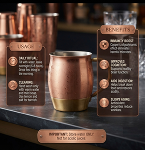 Mug en cuivre pur poli brillant personnalisé, fait main, durable, pour la cuisine, pour boire de l'eau, tasse Julep en métal - Product Image 6