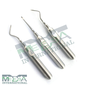 Élévateur de racine Heidbrink droit, gauche et à angle droit, légèrement courbé, à pointe affûtée, outil d'extraction dentaire en acier inoxydable - Product Image 1