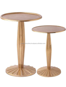 Mesa auxiliar redonda de gama alta Mesa de centro dorada de latón de lujo moderna doble de Azora Industries - Product Image 4