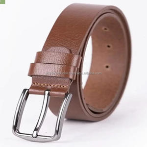Unique Cognac <b>Tan</b> Color Premium Genuine <b>Leather</b> Casual <b>Belt</b> for Men & <b>Women</b> With Nickel Free Alloy Pin Buckle - Product Image 1
