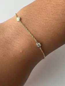 สร้อยข้อมือเทนนิสคลาสสิกประดับมอสซาไนต์ทรงสวยงาม เงินแท้ 925 ชุบทองคำขาว 14K สายปรับได้ เหมาะสำหรับทั้งชายและหญิง - Product Image 5