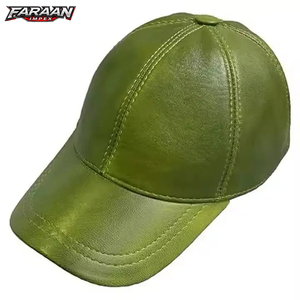 Casquettes de baseball en cuir véritable, nouveau design, sur mesure, noires, ajustées, service OEM à prix avantageux - Product Image 1
