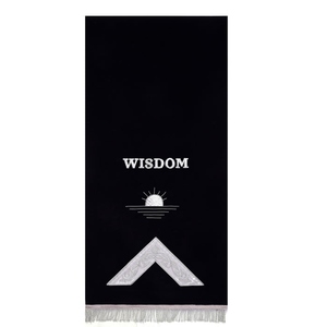Housses de piédestal maçonniques Blue Lodge – Sagesse, Force, Beauté – Velours noir avec broderie argentée et franges - Product Image 2