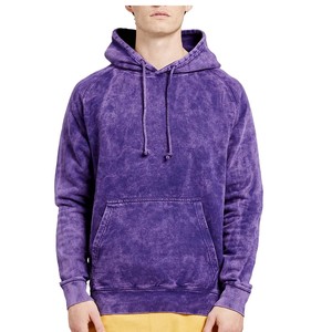Sweat à capuche court pour homme en molleton de coton ciré noir délavé à l'acide, 2 tons de couleur, 500 GSM, tricoté, hiver, avec logo OEM - Product Image 4