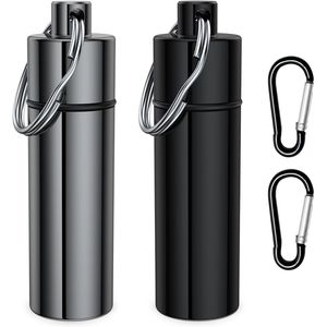 Contenitore Portatile per Pillole da Viaggio, Piccola Scatola Metallica con Portachiavi, Confezione da 2 con 2 Moschettoni, Portapillole a Portachiavi - Product Image 2