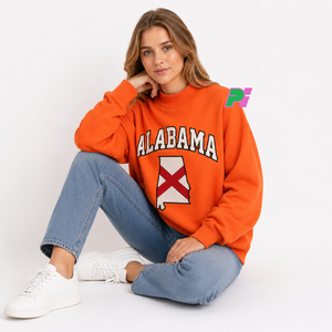 เสื้อสเวตเชิ้ตคอเต่าผู้หญิง Pook International ลายปักตัวอักษร ALABAMA พร้อมแผนที่รัฐ ผ้าฟลีซหนานุ่ม ทรงโอเวอร์ไซส์ ผ้าฝ้าย 100% - Product Image 5