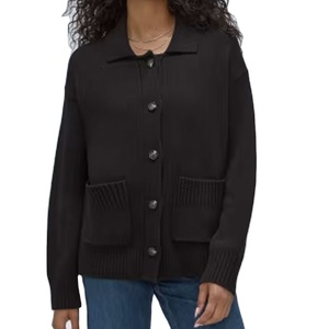 New Arrival <b>Women's</b> Casual Fleece Sweater Full Button Long Sleeve with Pockets Short Cropped Without <b>Hood</b> - Product Image 1