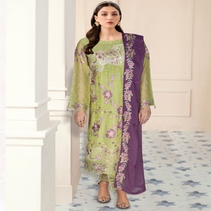 Oferta con Descuento: Trajes Anarkali de Lujo con Bordado Tradicional Indio para Fiestas, Salwar Kameez de Chifón de Alta Calidad para Mujer - Product Image 3