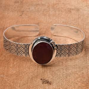 Bracelet manchette en argent sterling 925 avec rubis de haute qualité, fait main, style religieux, bijoux naturels pour femmes, vente en gros, cadeau - Product Image 2