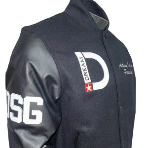 Men's Heavy <b>Weight</b> Wool Body Jacket Puff Printing Silk Printing Embroidery Chenille Embroidery Direct <b>Stand</b> PU Sleeves Rib - Product Image 1