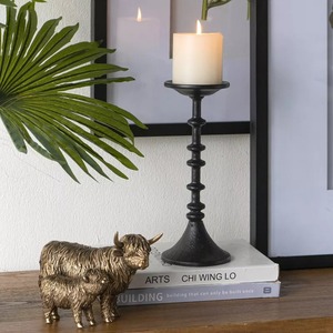 Iron <b>Candlestick</b> Holder Set of 2 Black Metal Candle Holders for Home Decoration Durable Design 13.3 and 11 Inch <b>Tall</b> - Product Image 4