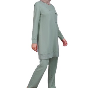 Ensemble de survêtements islamiques pour femmes, abaya longue traditionnelle, tenue de sport musulmane, avec poche poitrine – Meilleures ventes - Product Image 1
