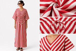 Classic Women Bohemian Flared Stripe Print <b>Kaftan</b> Dress Luxury Cotton Loungewear Wholesale Loose <b>Beach</b> Maxi Plus Size Outfits - Product Image 5