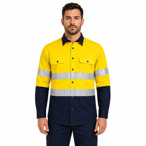 Chemise de travail pour homme de haute qualité, bandes réfléchissantes haute visibilité, boutons sur le devant, poches utilitaires, vêtements de travail réfléchissants personnalisés - Product Image 6