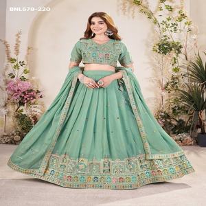 Magnífico Conjunto de Lehenga Choli y Dupatta de Georgette Sintético de Diseño Exclusivo con Bordado de Dori y Lentejuelas, Venta al por Mayor - Product Image 1