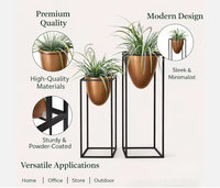 Support de plantes carré en laiton thermolaqué Sparxwizz Engineering, style américain moderne et durable, pour pot de fleurs extérieur, support de jardinière haut