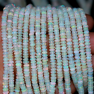 Perles Rondelle lisse d'opale éthiopienne 3-5mm opale blanche pour la fabrication de bijoux perles d'opale éthiopienne naturelle - Product Image 2