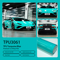Film de protection de voiture TPU bleu turquoise, texture carbone mate lisse, épaisseur premium, extensible, anti-jaunissement, rouleau en gros
