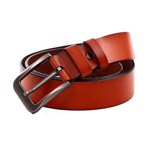 Cinturón de Cuero Genuino para Hombre, Correa Clásica de Piel de Vaca Marrón con Hebilla de Metal Resistente, Formal - Product Image 3