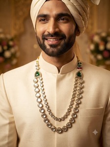 Designer Kundan Polki Groom Mala <b>Necklace</b> for Men Traditional Wedding Sherwani <b>Necklace</b> Ethnic Baraat Jewelry <b>Statement</b> Mala - Product Image 5
