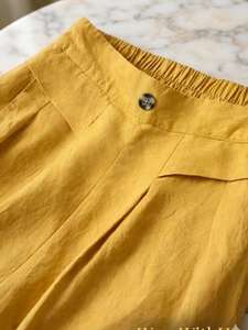 Women's Mid Waist Striped <b>Harem</b> Pants Cotton Corduroy Loose Fit Drawstring Bohemian Style With Pockets - Product Image 4