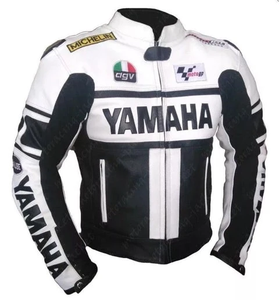Chaqueta de Motociclismo Unisex Ramaha de Cuero Vacuno Genuino Estampado, Chaqueta de Carreras con Protección Impermeable Nivel 2 CE y Soporte para la Espalda - Product Image 1