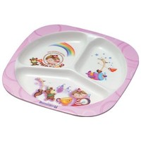 Assiette pour enfants en mélamine à 3 compartiments, motif dessin animé mignon, incassable, sans BPA, pour tout-petits, avec logo personnalisé