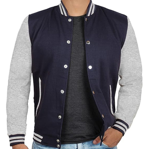 Men's Custom Logo Full Sleeves Varsity <b>Jacket</b> with Wool Body Quick Dry Breathable Streetwear Style <b>Canvas</b> for Spring Season - Product Image 1